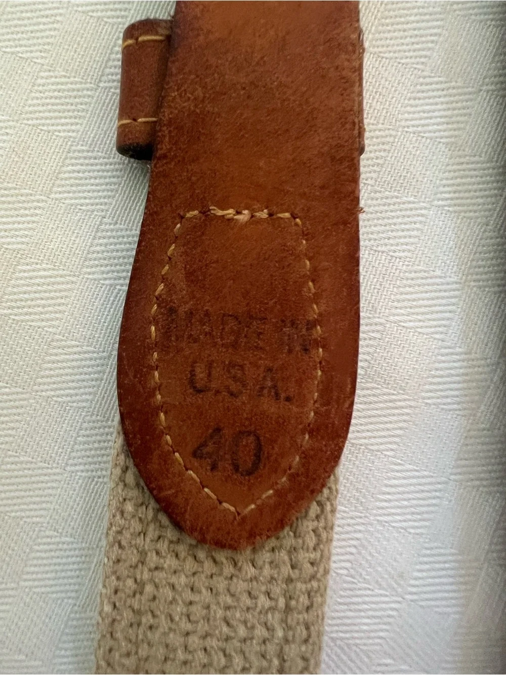 Zep-Pro Brown Leather and Canvas Belt with Fish Logo and Solid Brass Buckle